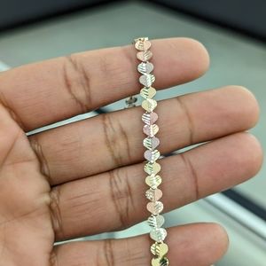 10kt Real Gold Tricolor Heart Bracelet for women